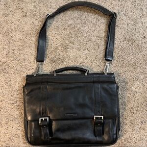Kenneth Cole New York Black Leather Briefcase/Computer bag.